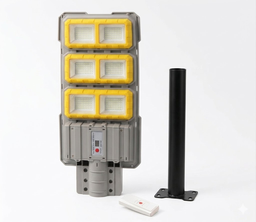 Lampa solara stradala LEIHMANN 3000W, cu 6 COB LED, IP 66 + Suport lampa cadou